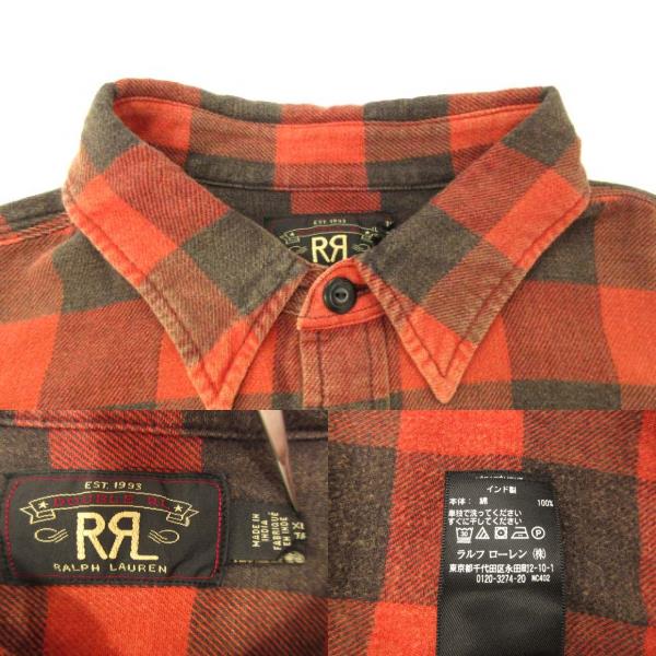 ダブルアールエル RRL バッファローチェック ワークシャツ 赤 黒 XL 