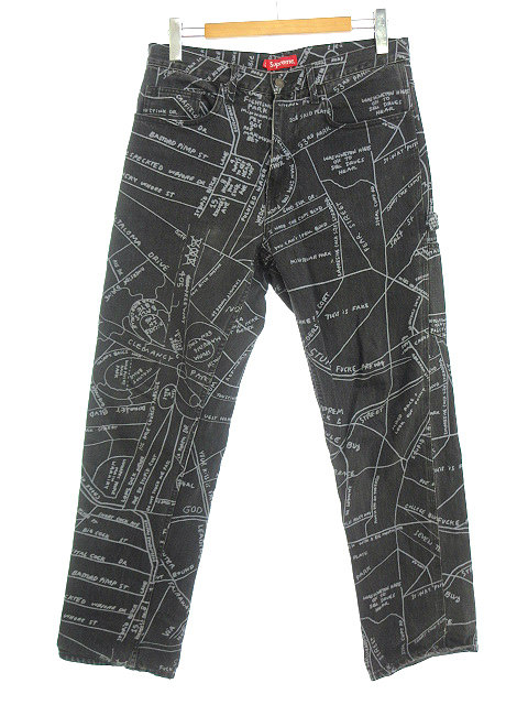 シュプリーム SUPREME Gonz map denim painter pant マーク  