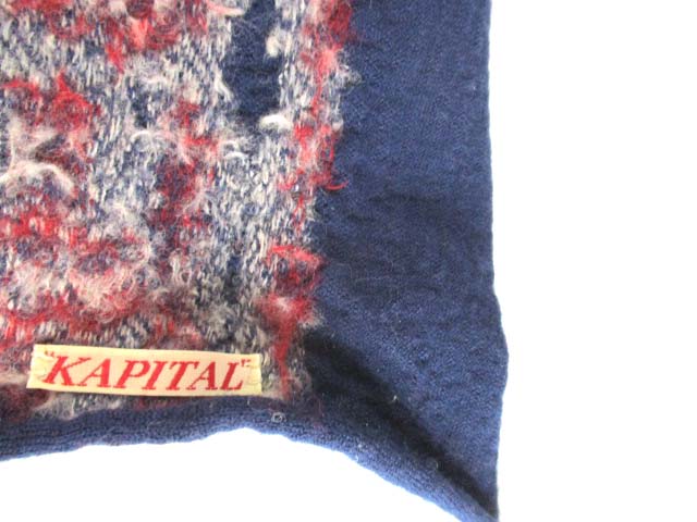 キャピタル kapital 縮絨 ストール バンダナ柄 マフラー 星 ウール  