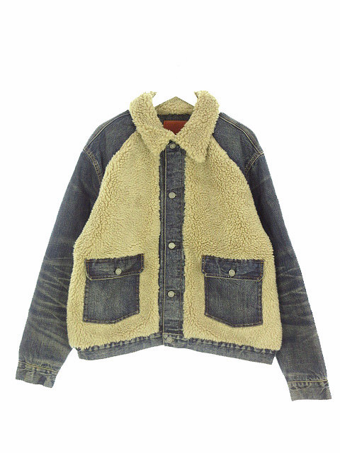 ダブルアールエル RRL Denim Grizzly Jacket フリース パネルド デニム 
