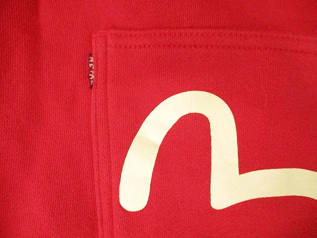 エヴィス EVISU スウェットジャケット ジップアップ レッド 赤 36