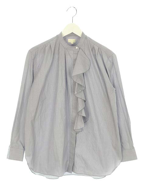 ドゥロワー Drawer コットンチェックスタンドフリルシャツ 36 ライト  