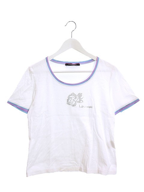 レオナール LEONARD ラインストーン カットソー Tシャツ L ホワイト 白 