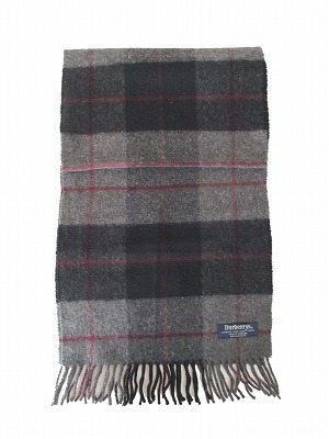 BURBERRY バーバリー ラムウール マフラー ノバチェック グレー