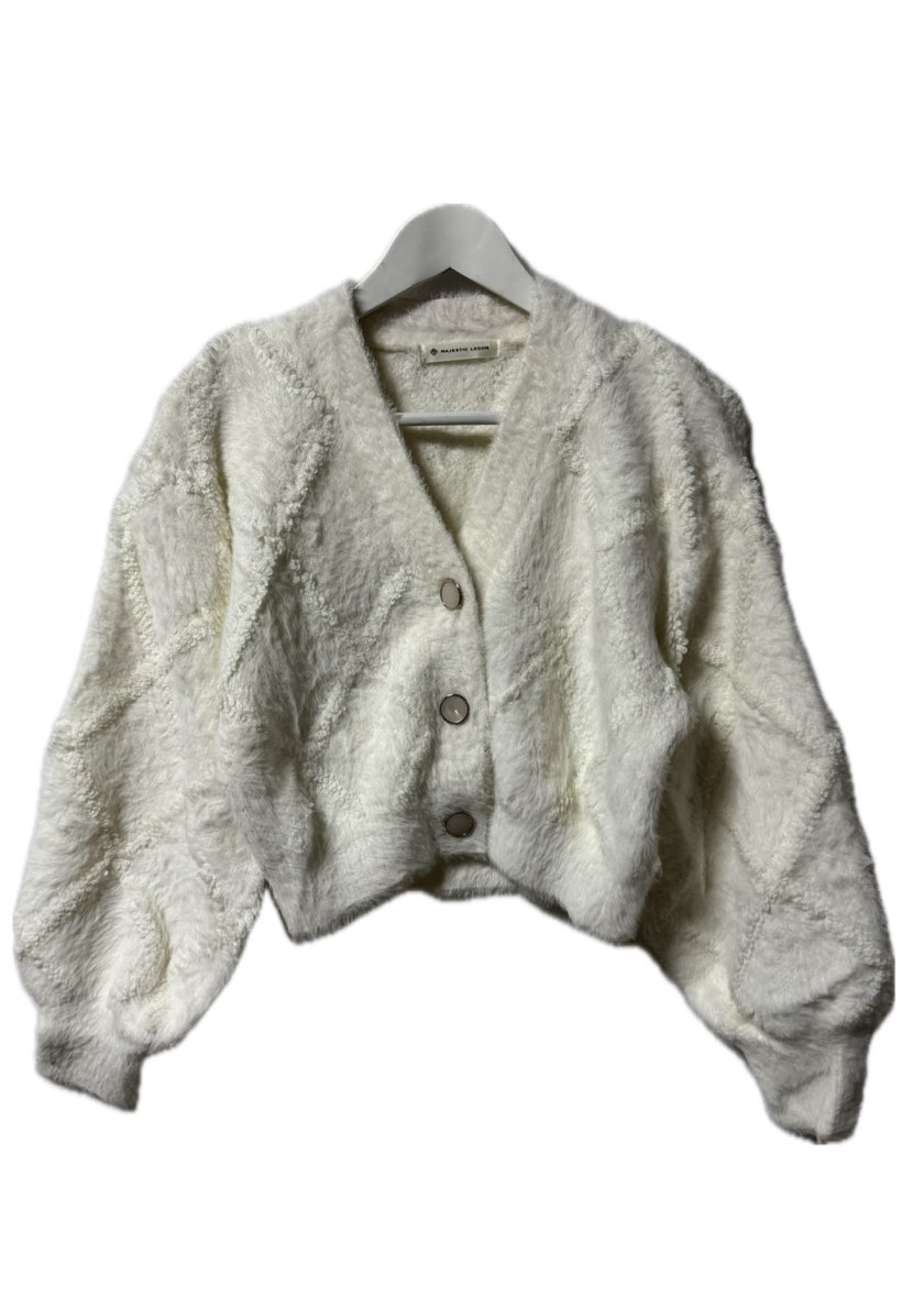 ZARA シャギーニットカーディガン ZARA】ニットカーディガン（S）シャギーニット ストライプ