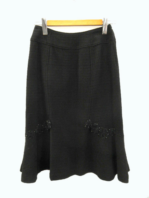 インゲボルグ INGEBORG フレアスカート ツイード フラワーモチーフ  