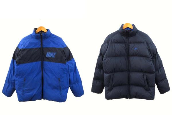ナイキ NIKE 00s リバーシブル ダウンジャケット OLD ロゴ ネイビー 