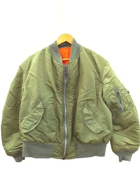 90s USA製 ALPHA アルファ MA-1 フライトジャケット Mオリーブ アルファ ALPHA 90s MA-1 フライトジャケット USA製 復刻