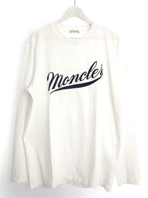 モンクレール MONCLER ロゴ 刺繍 ロングスリーブ Tシャツ L ホワイト 