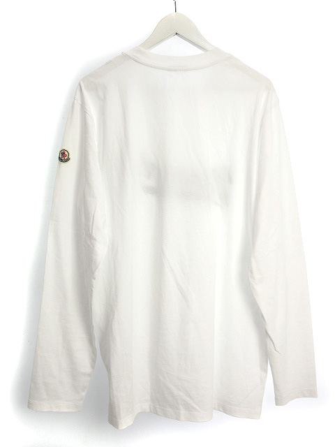 モンクレール MONCLER ロゴ 刺繍 ロングスリーブ Tシャツ L ホワイト 