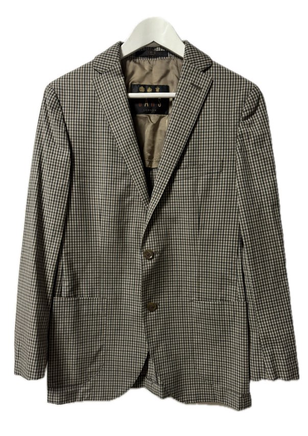 DAKS やわらかく メンズブレザー上着 グレー系チェック