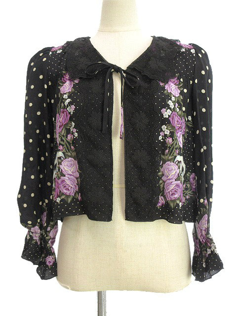 アナスイ ANNA SUI シルク オーバー ブラウス 2 黒 ブラック ドット 