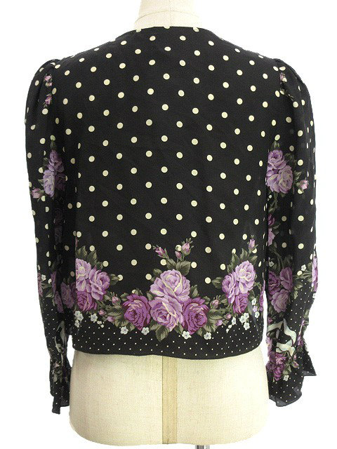 アナスイ ANNA SUI シルク オーバー ブラウス 2 黒 ブラック ドット 