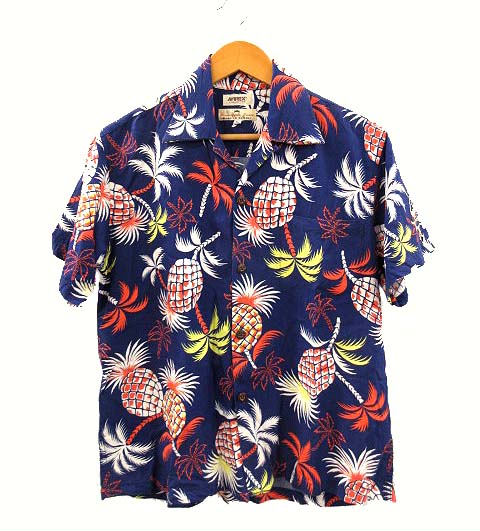【AVIREX】アヴィレックス アロハシャツ 半袖 レーヨン ブルー セール】SHORTSLEEVE ALOHA SHIRT MIAMI / 半袖 アロハシャツ