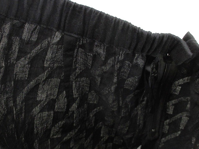 ジウ 慈雨 幾何学 ジャガード ワイド パンツ 40 ブラック 黒 2020年 綿