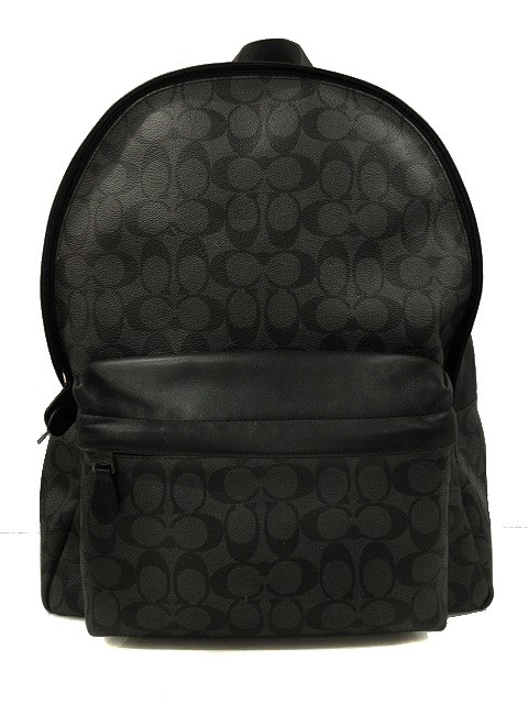 COACH コーチ シグネチャー リュック バックパック レザー グレー 黒