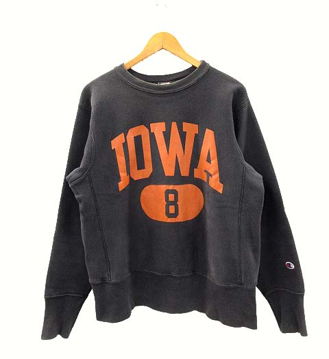【黒プリントIOWA！】チャンピオン　リバースウィーブ　スウェット　ブラック チャンピオン リバースウィーブ 黒 ブラック アイオワ | ビンテージ