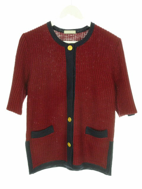 Atsuko Nagano アツコ ナガノ カーディガン ニット 長袖 赤 ボルドー 