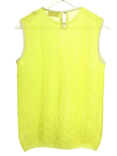 ミッソーニ MISSONI ノースリーブ ニット トップス 42 イエロー 透かし  