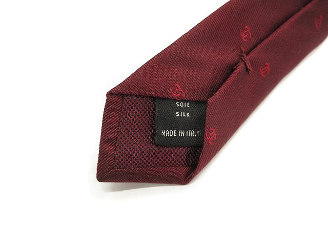 シャネル CHANEL シルク ネクタイ ココマーク ジャガード ボルドー 赤