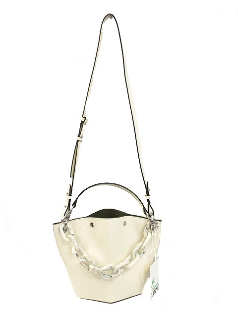 Ganni 白 ショルダーバッグ ロゴ入り Ganni 白 ショルダーバッグ ロゴ入り
