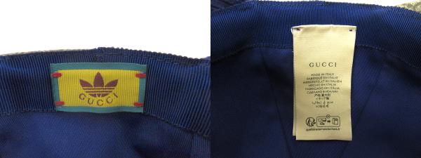 GUCCI adidas コラボ レザーキャップ ブルー サイズM GUCCI x adidas Baseball Cap with Chin Strap Leather Logo