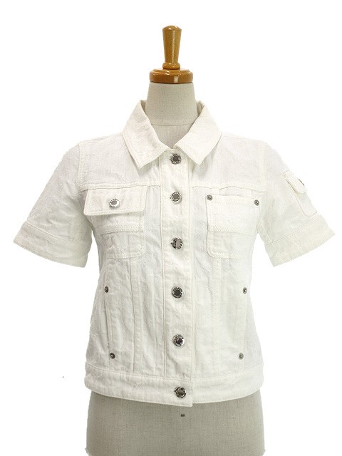 【中古】ルイヴィトン LOUIS VUITTON デニム ジャケット モノグラム ジャガード 34 オフホワイト 白 半袖 上着 ルイヴィトン LOUIS VUITTON デニム ジャケット モノグラム ジャガード