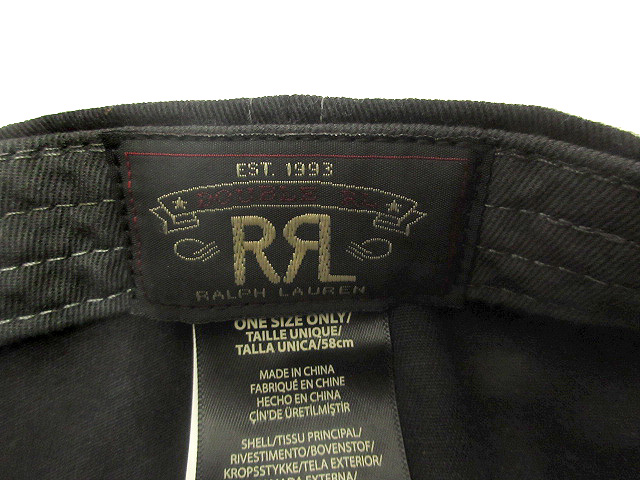 RRL（ダブルアールエル）ロゴ刺繍 ツイルキャップ / ブラック RRL（ダブルアールエル）ロゴ刺繍 ツイルキャップ / ブラック