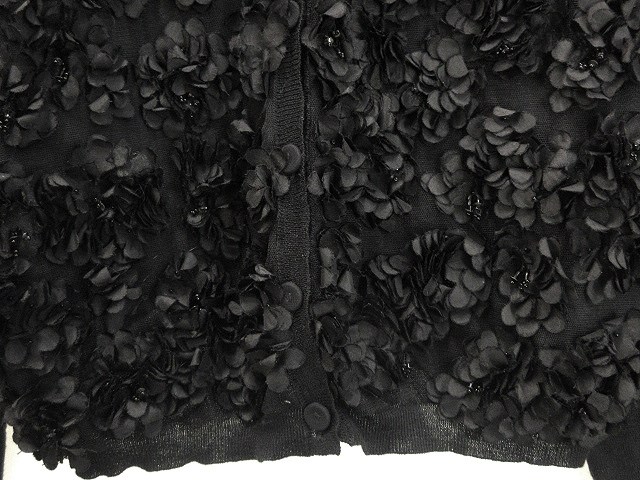 ヴァレンティノ ヴァレンチノ  VALENTINO カーディガン フラワー モチーフ XL ブラック 黒 ウール シルク カシミヤ ニット ヴァレンティノ ヴァレンチノ VALENTINO カーディガン フラワー