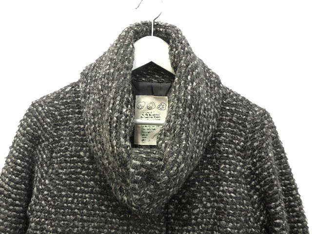 イオコムイオ　ツイードウールコート　ビッグカラー　センソユニコ　40L 可愛い イオコムイオ io comme io ループツイード コート 40 グレー系