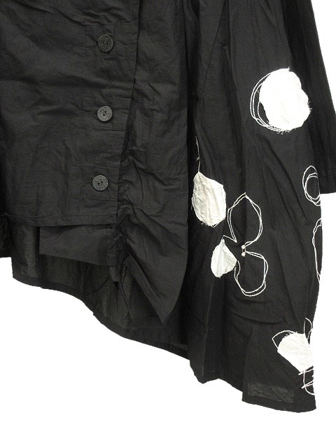 美品　慈雨　ジウ　センソユニコ　変形デザインシャツ　ジャケット　ブラック　40 ジウ 慈雨 センソユニコ 変形 シャツ ジャケット 40 ブラック 黒