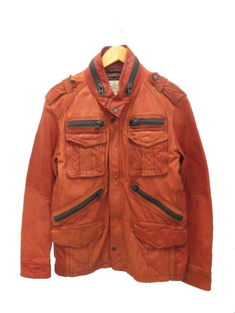アヴィレックス AVIREX レザー ジャケット M-65タイプ L レッド系