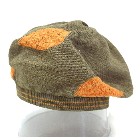 美品　センソユニコ　慈雨　帽子 ジウ 慈雨 ルビーZ 帽子 ニット帽 2025SS カーキ系 ベレー ヘッド