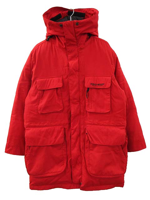 ポロスポーツ POLO SPORT 90s ダウンパーカー ダウンジャケット OLD 赤 