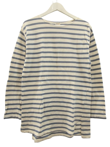 フィグベル PHIGVEL Tシャツ 長袖 ロンT ボーダー ホワイト 白 水色 36 