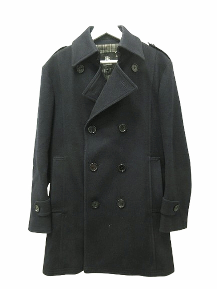 BURBERRY BLUELABEL ダブルブレスト ピーコート 黒 バーバリーブラックレーベル BURBERRY BLACK LABEL ウールコート