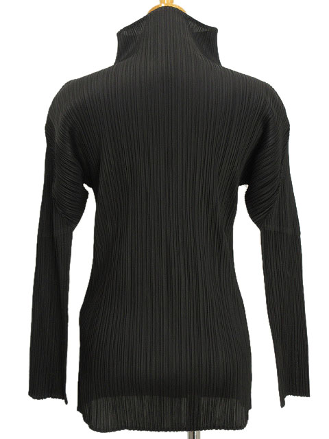 プリーツプリーズ ハイネック 長袖 カットソートップス 黒 3 プリーツプリーズ ハイネック トップス カットソー プリーツ