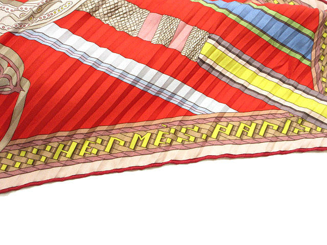 エルメス HERMES プリーツ カレ エトリエの競演 シルク スカーフ  