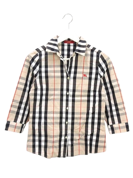 バーバリー ロンドン BURBERRY LONDON チェック 開襟 シャツ ブラウス
