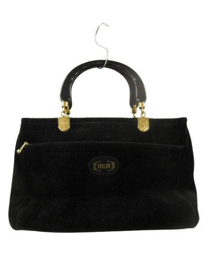 フェイラー新品バッグ花柄刺繍の黒ハンドバッグ