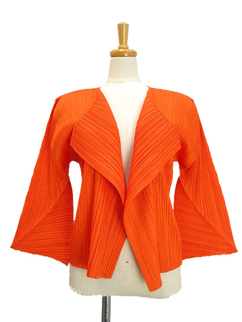 プリーツプリーズ　変形カーディガン プリーツプリーズ PLEATS PLEASE カーディガン 変形 オレンジ 3