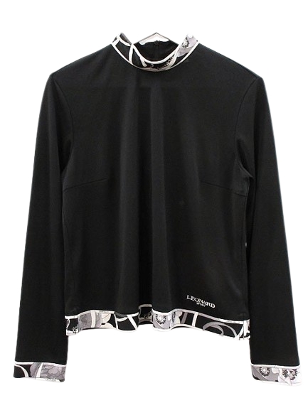 レオナールスポーツ 半袖カットソー ネイビー フラワー 大きめ 44