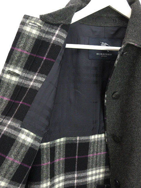 極美品✨バーバリーロンドン ウールカシミヤジャケット コート チェック グレー バーバリー ロンドン BURBERRY LONDON ダブルフェイス コート