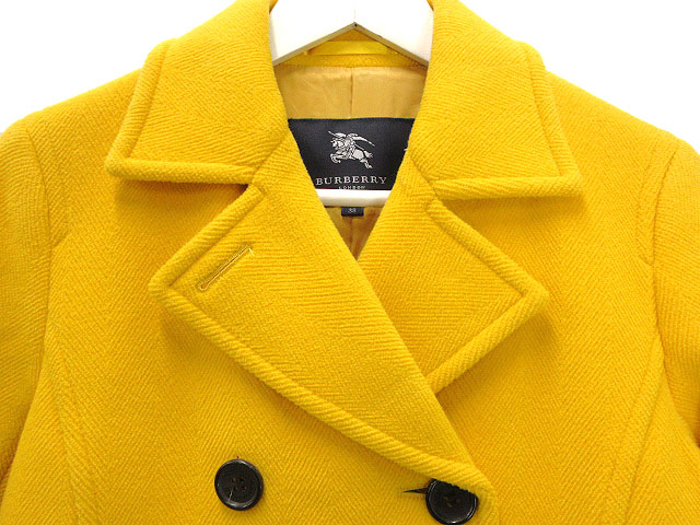 バーバリー ロンドン BURBERRY LONDON ピーコート 38 イエロー 黄  