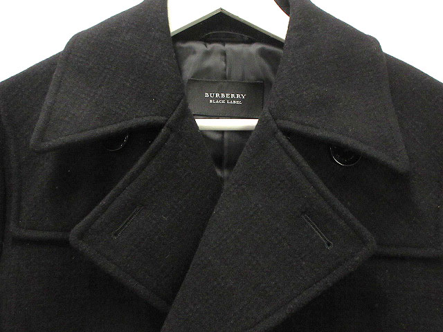 バーバリーブラックレーベル　シャドーチェック　ピーコート　ウール　サイズL バーバリーブラックレーベル BURBERRY BLACK LABEL ピーコート
