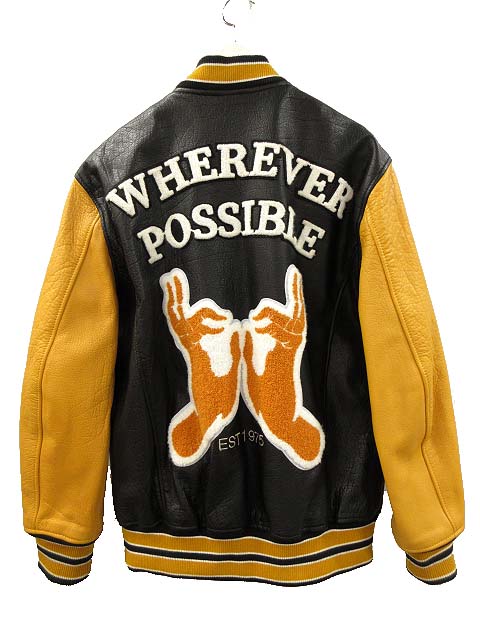 ザラ ZARA レザー スタジャン ボンバージャケット ブラック×イエロー系