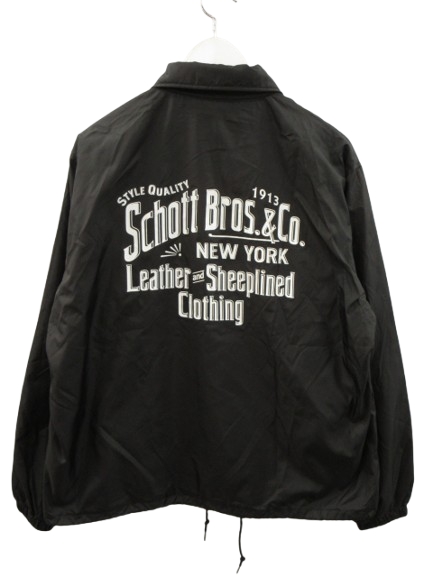 ショット SCHOTT ナイロン コーチジャケット M 黒 ブラック プリント 