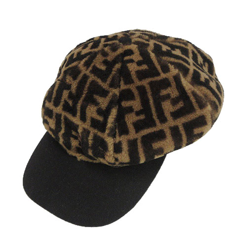 フェンディ FENDI シアリング ムートン キャスケット キャップ S 57.0