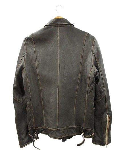 ナノユニバースシープレザーダブルライダースジャケットブラック