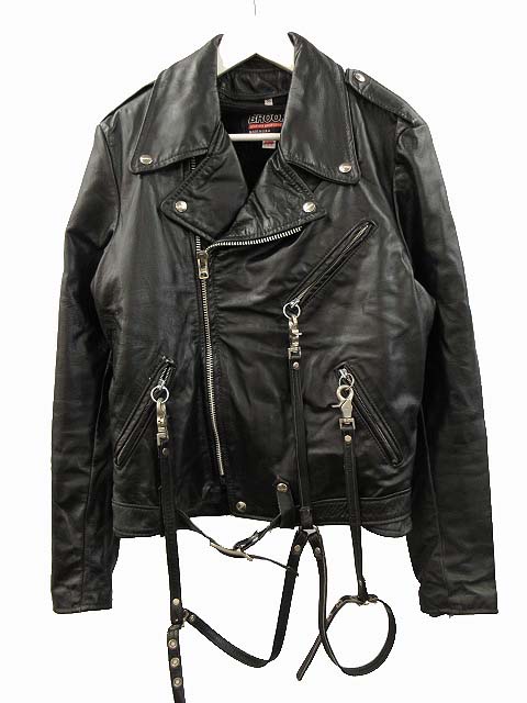 ブルックス BROOKS 80s レザー ダブル ライダースジャケット 38 USA製 